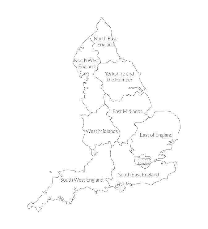 England regions map